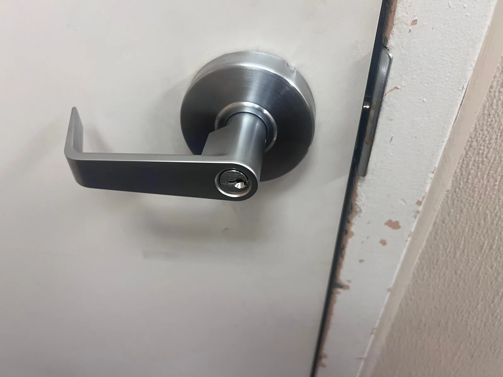Commercial door lever and lock hardware replacement