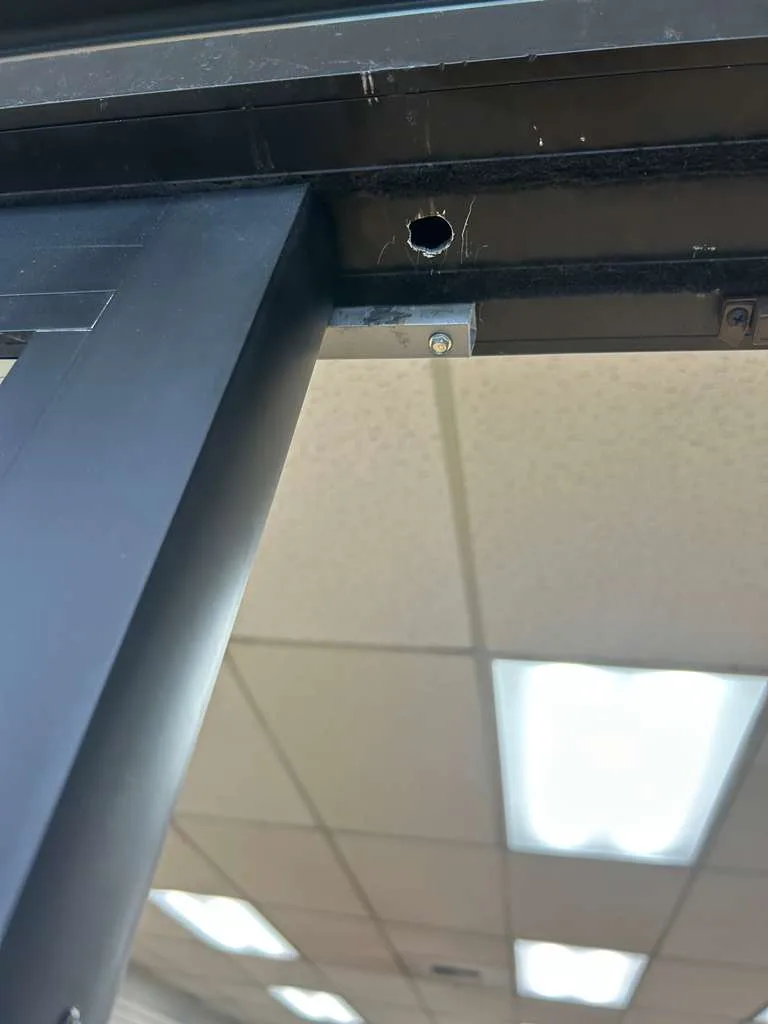 Mounting holes for commercial door hinge bolts