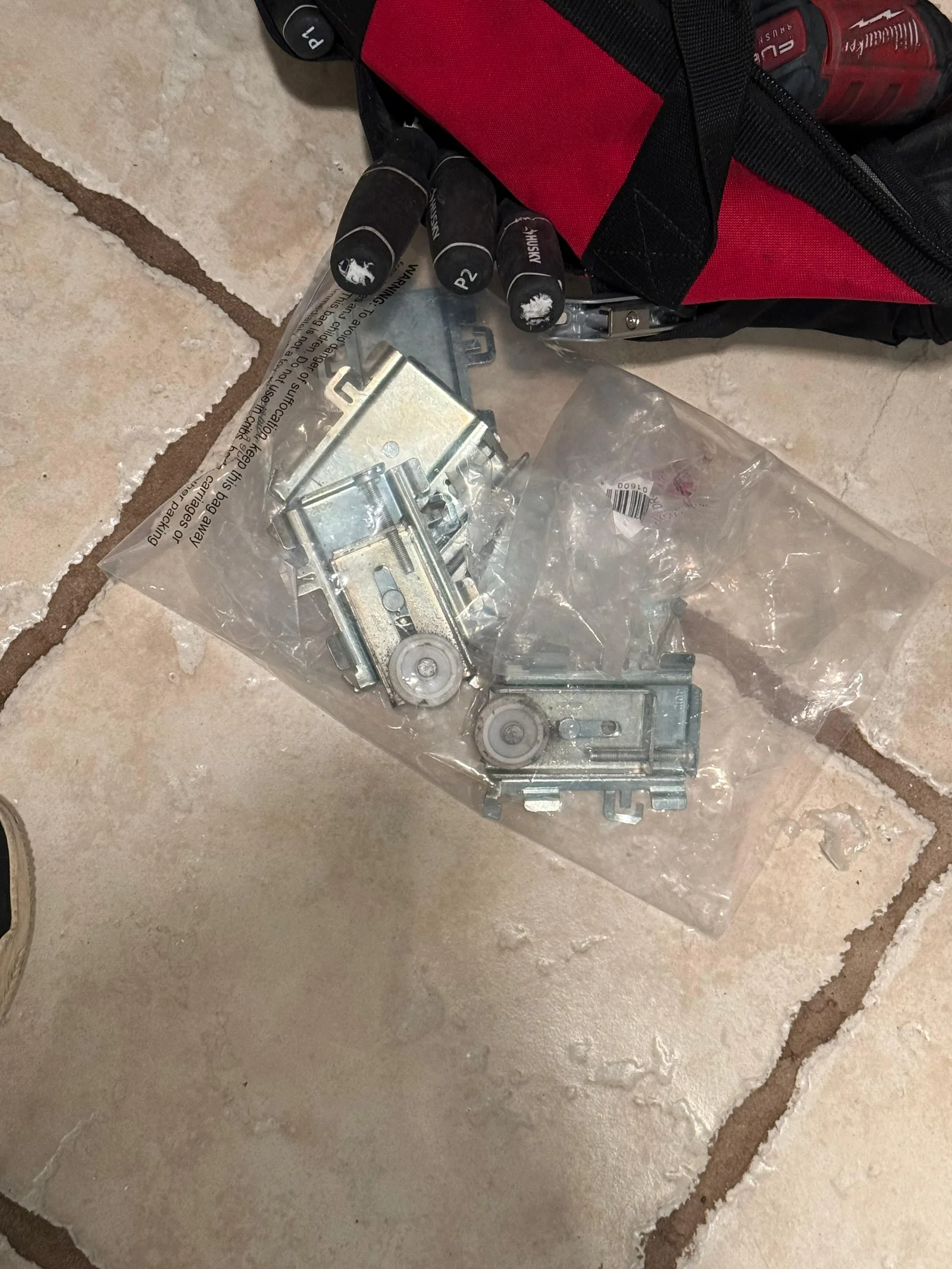 Mirror sliding door closet rollers and hardware